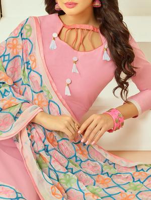 pink cotton salwar suit semistitched - 17856817 - Standard Image - 2