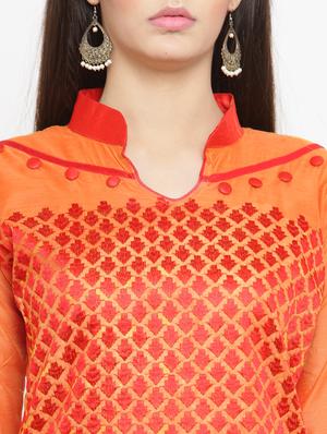orange silk straight pant suits semistitched suit - 17856834 - Standard Image - 4