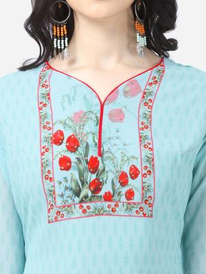 sky blue georgette sharara suits semistitched suit - 17856860 - Standard Image - 4