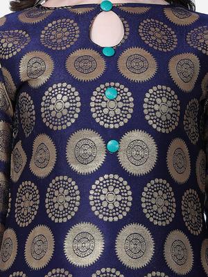 navy art silk palazzo suits semistitched suit - 17856866 - Standard Image - 4