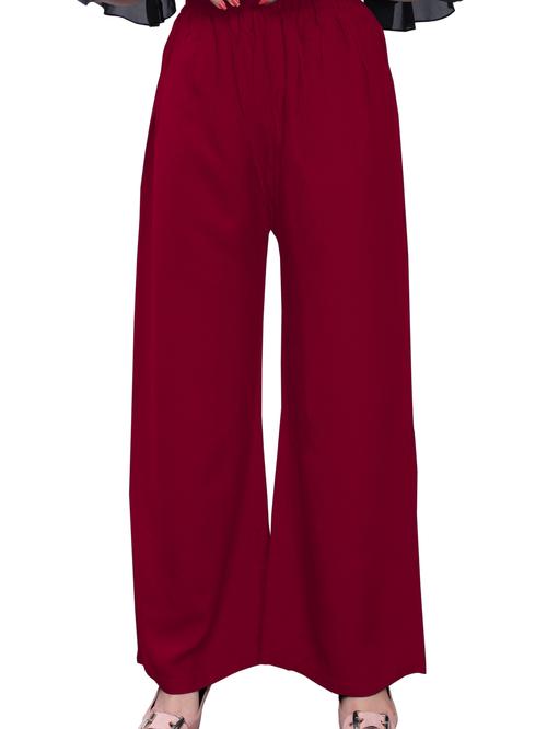 maroon plain casual ware palazzo - 17858114 - Very Small Image - 1