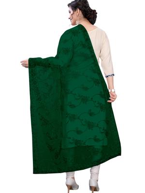 net embroidered dark green women dupatta - 17858444 - Standard Image - 2