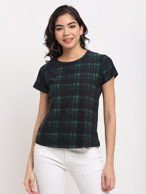 round neck checkered tee - 17858499 - Standard Image - 1