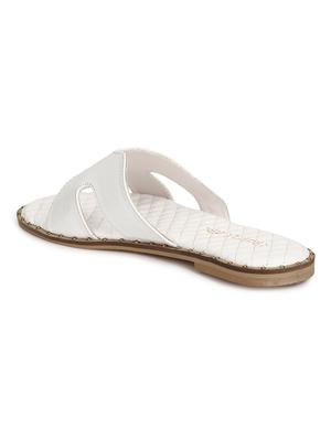 white pu slip on sandals - 17858972 - Standard Image - 3
