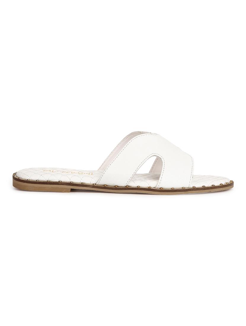 white pu slip on sandals - 17858972 - Zoom Image - 2