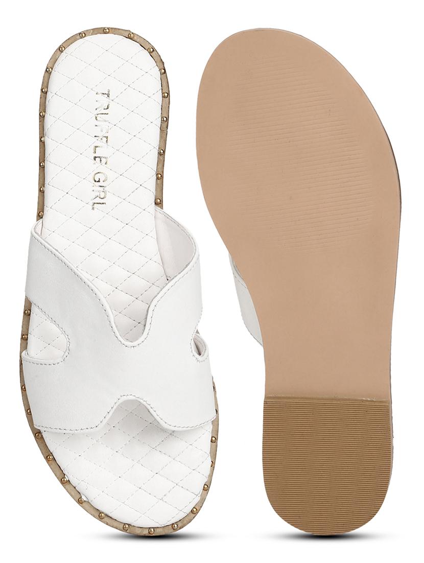 white pu slip on sandals - 17858972 - Zoom Image - 4