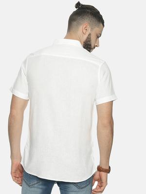 white solid linen casual shirt - 17859254 - Standard Image - 3