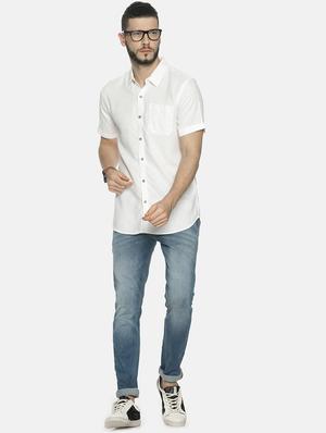 white solid linen casual shirt - 17859254 - Standard Image - 4
