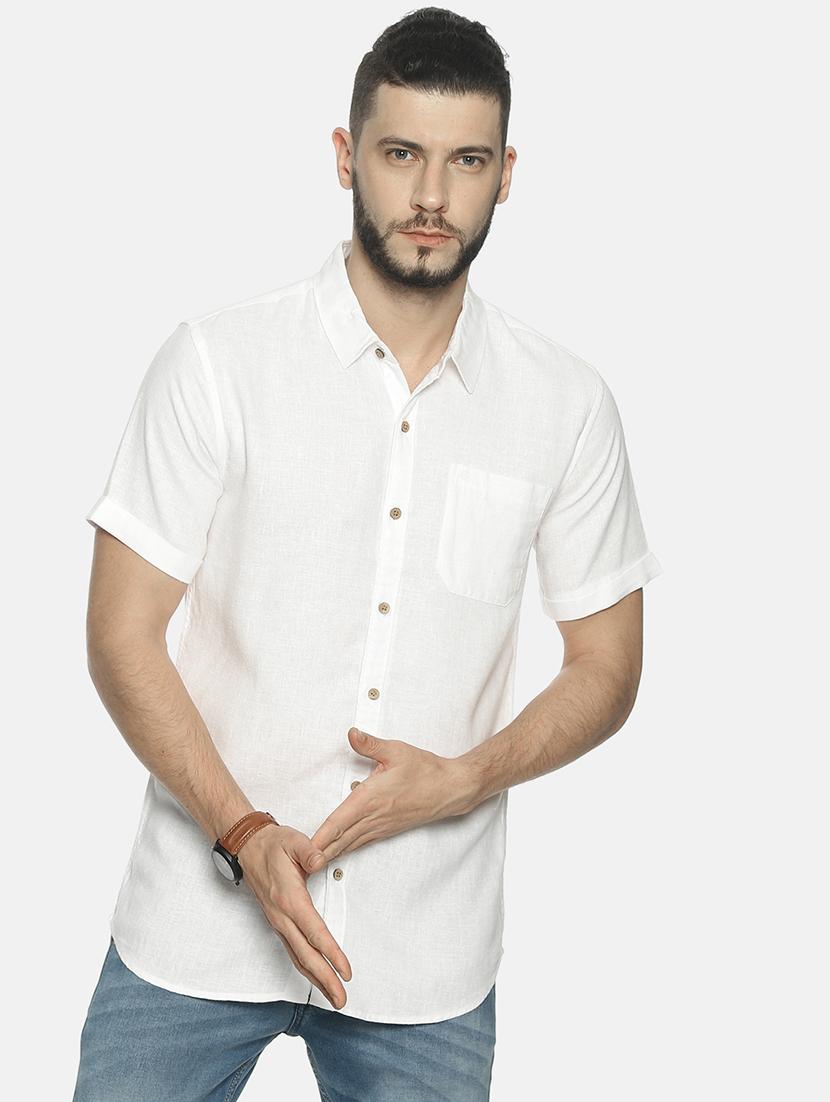 white solid linen casual shirt - 17859254 - Zoom Image - 1