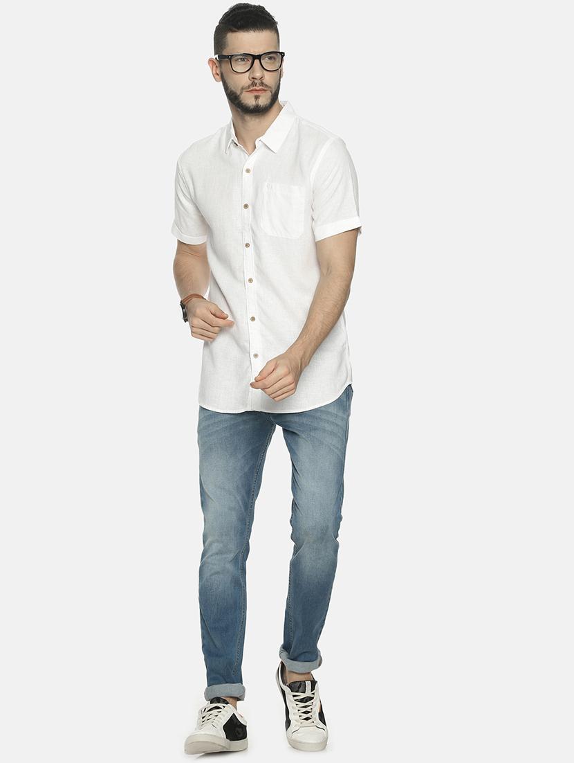 white solid linen casual shirt - 17859254 - Zoom Image - 4