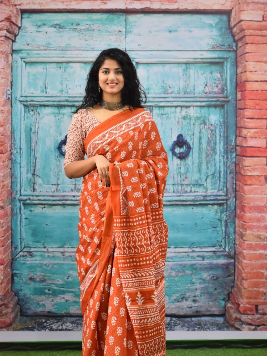 orange silk saree - 17859897 - Zoom Image - 2