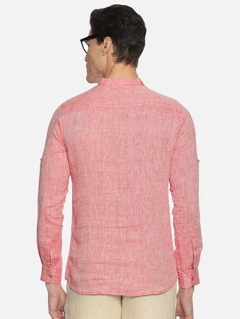 red solid linen short kurta - 17860054 - Zoom Image - 3