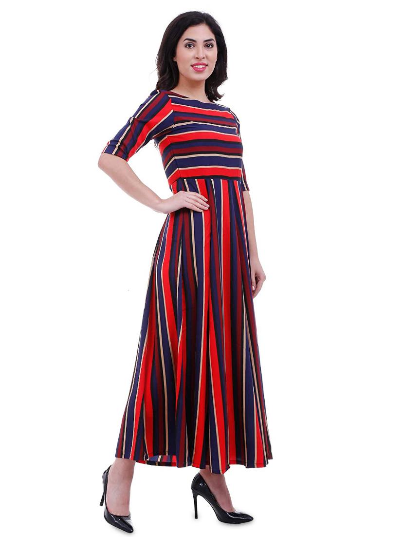 striped flared ethnic dress - 17860506 - Zoom Image - 2
