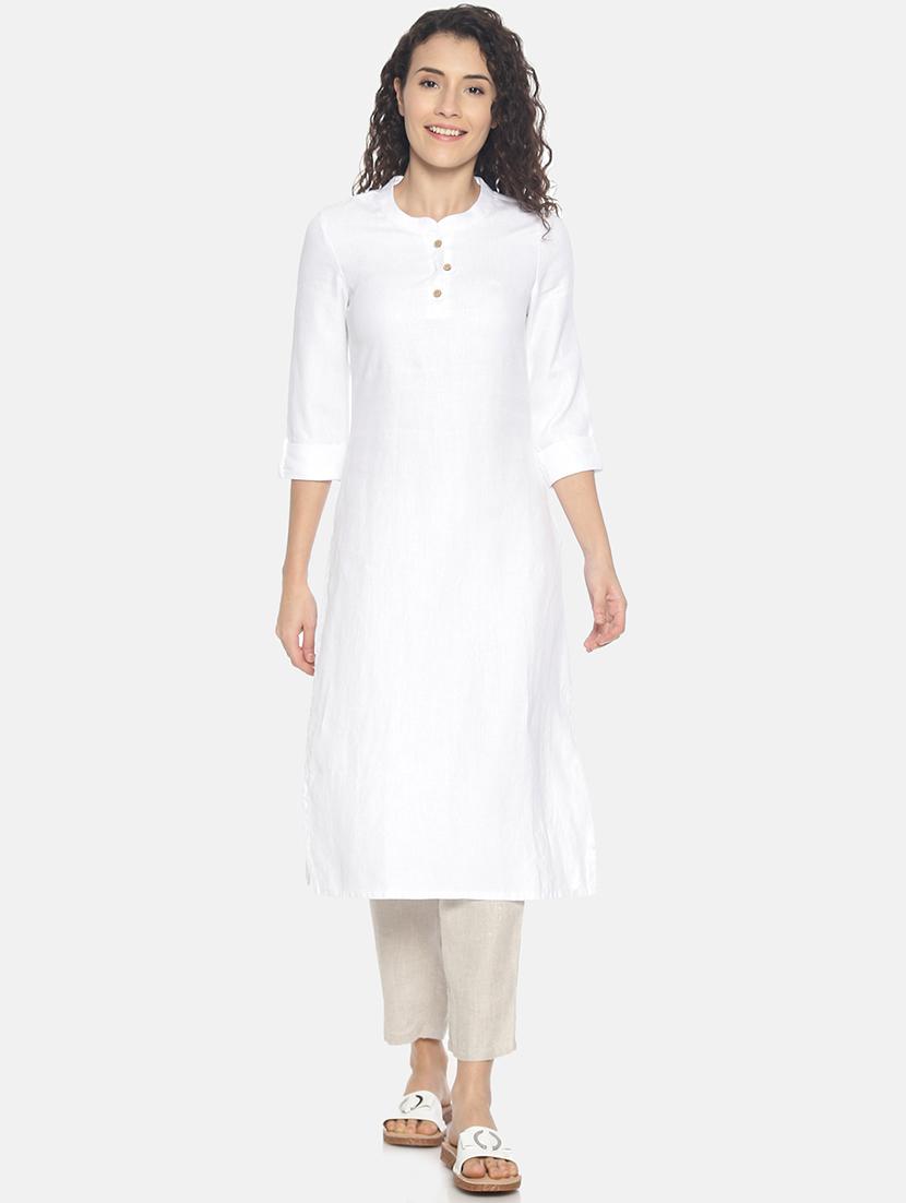 solid straight kurta - 17860571 - Zoom Image - 1