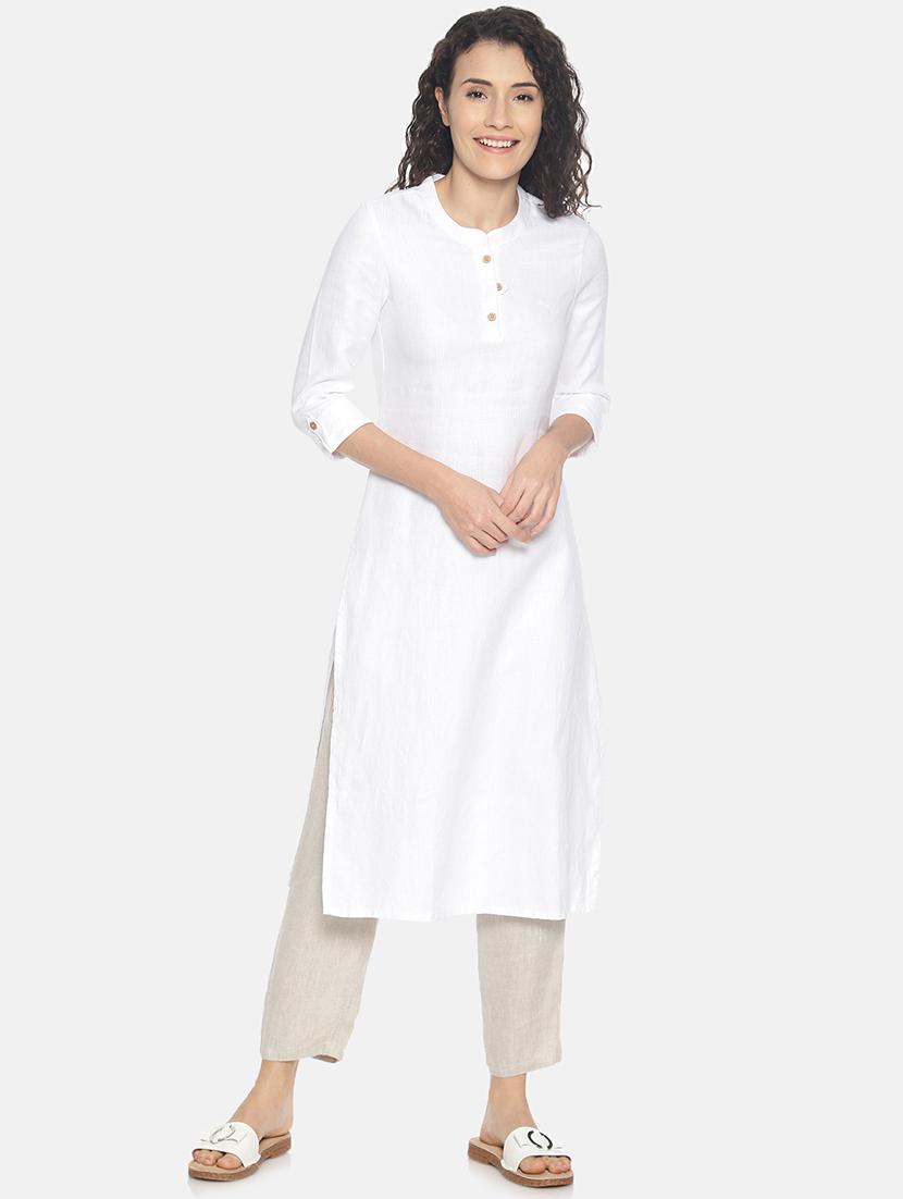 solid straight kurta - 17860571 - Zoom Image - 2