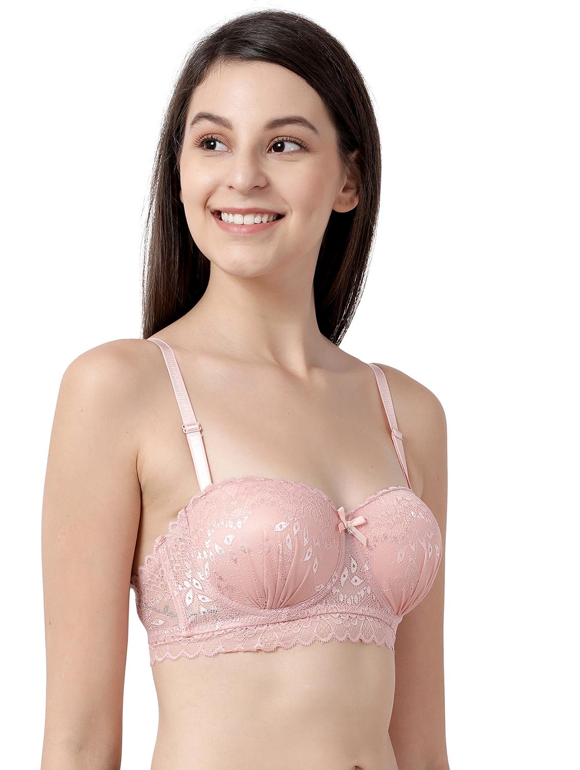 peach laced balconette bra - 17860864 - Zoom Image - 2