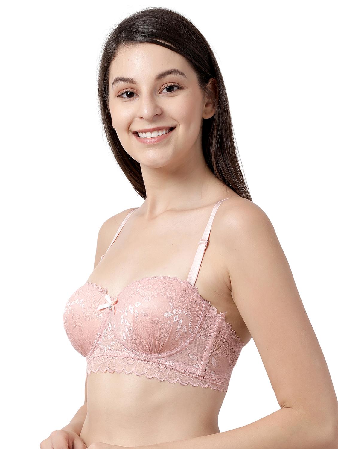 peach laced balconette bra - 17860864 - Zoom Image - 3