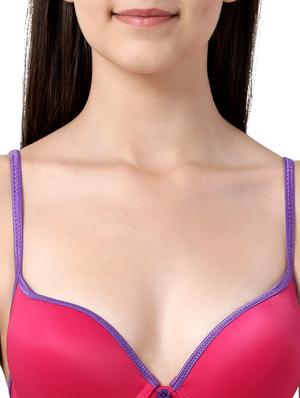 pink solid plunge bra - 17860873 - Standard Image - 5