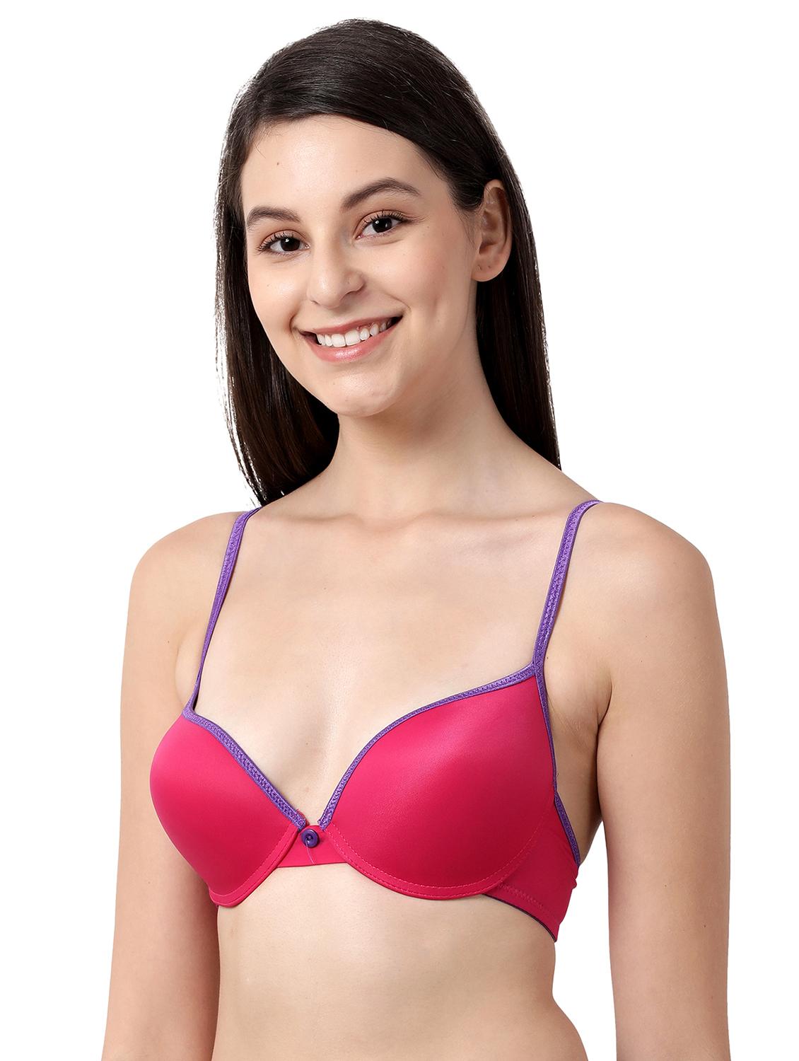 pink solid plunge bra - 17860873 - Zoom Image - 2