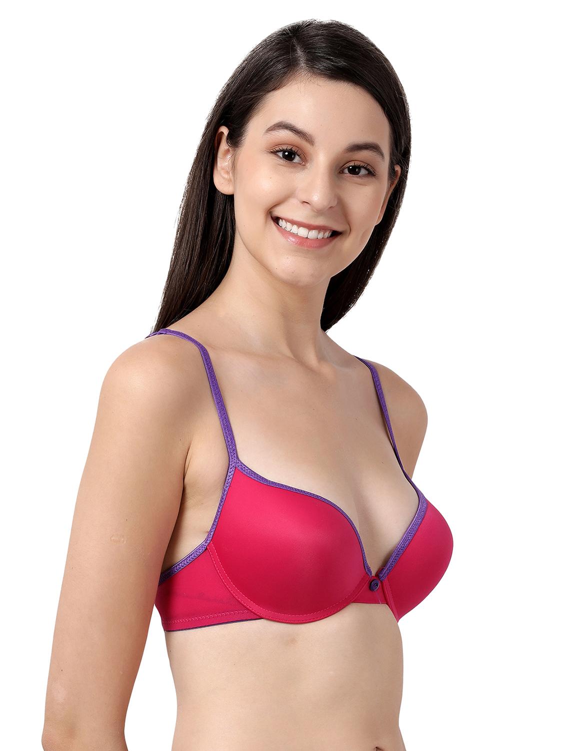 pink solid plunge bra - 17860873 - Zoom Image - 3