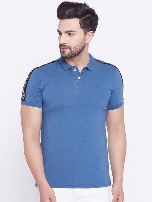 blue taped polo t-shirt - 17860971 - Standard Image - 1