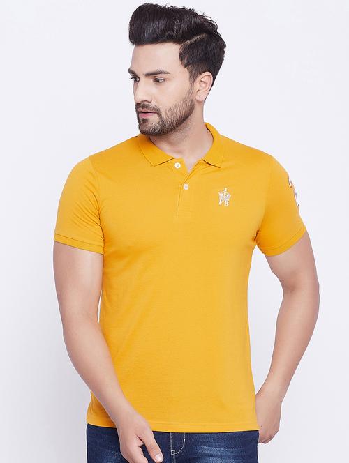 mustard solid polo t-shirt - 17860977 - Standard Image - 1