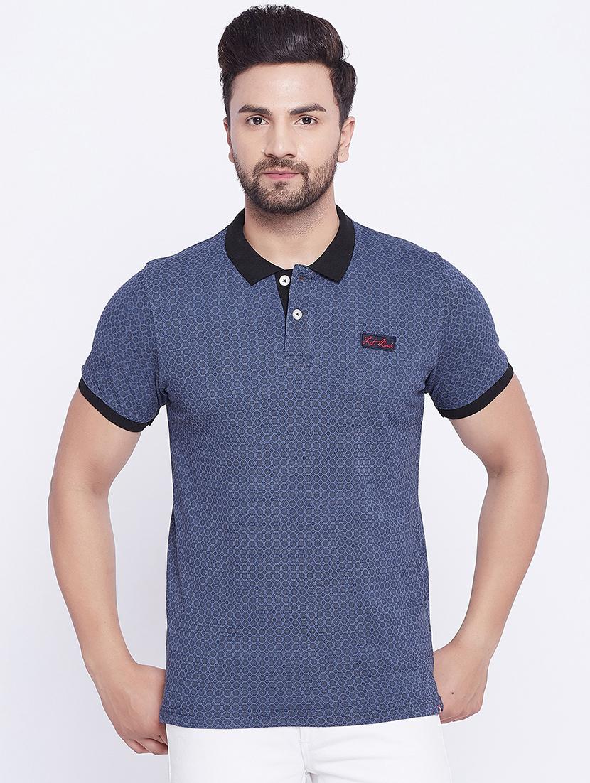 blue printed polo t-shirt - 17860980 - Zoom Image - 1