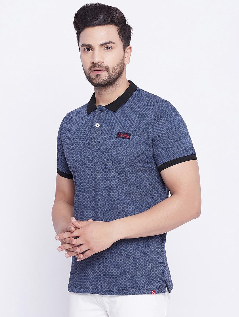 blue printed polo t-shirt - 17860980 - Zoom Image - 2