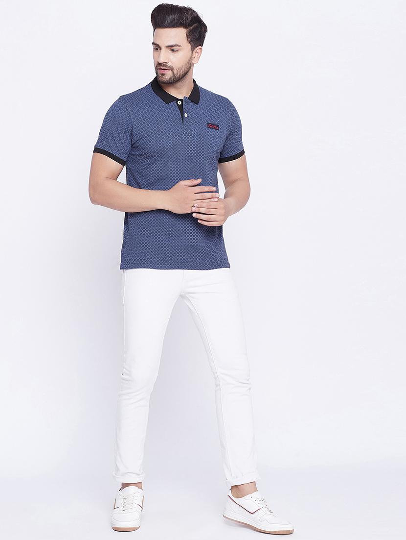 blue printed polo t-shirt - 17860980 - Zoom Image - 4