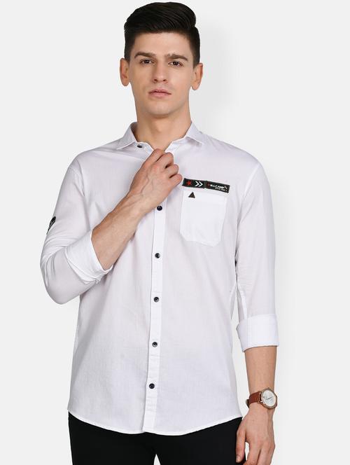 white solid casual shirt - 17861858 - Standard Image - 1