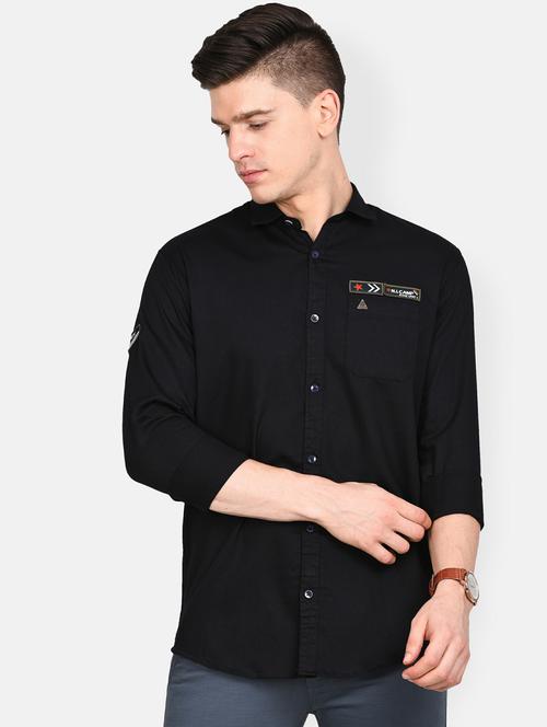 black solid casual shirt - 17861859 - Standard Image - 1