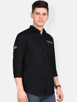 black solid casual shirt - 17861859 - Standard Image - 3