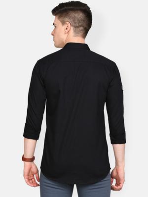 black solid casual shirt - 17861859 - Standard Image - 4