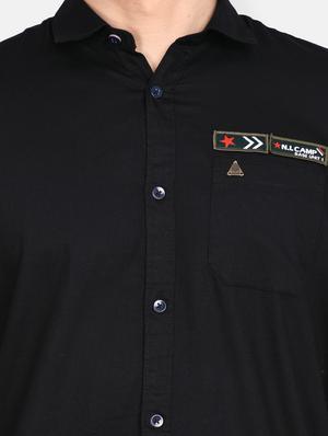 black solid casual shirt - 17861859 - Standard Image - 7