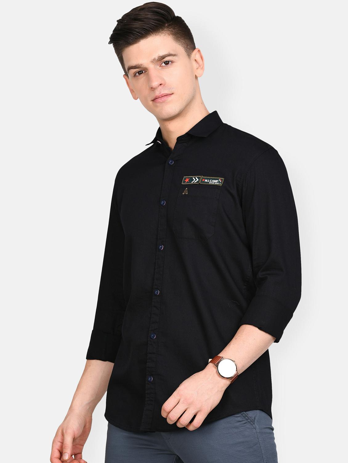 black solid casual shirt - 17861859 - Zoom Image - 2