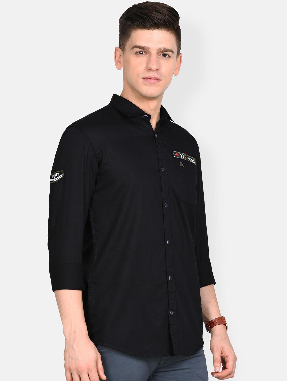 black solid casual shirt - 17861859 - Zoom Image - 3