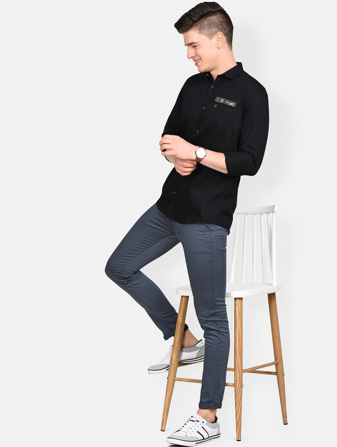 black solid casual shirt - 17861859 - Zoom Image - 5