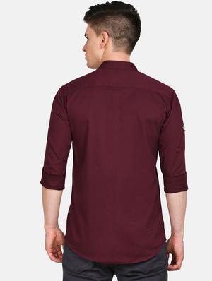 maroon solid casual shirt - 17861860 - Standard Image - 4