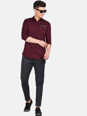 maroon solid casual shirt - 17861860 - Standard Image - 5