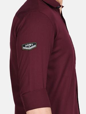 maroon solid casual shirt - 17861860 - Standard Image - 6