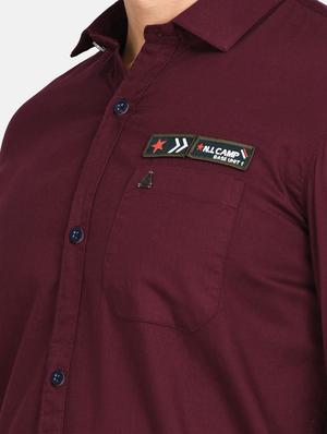 maroon solid casual shirt - 17861860 - Standard Image - 7