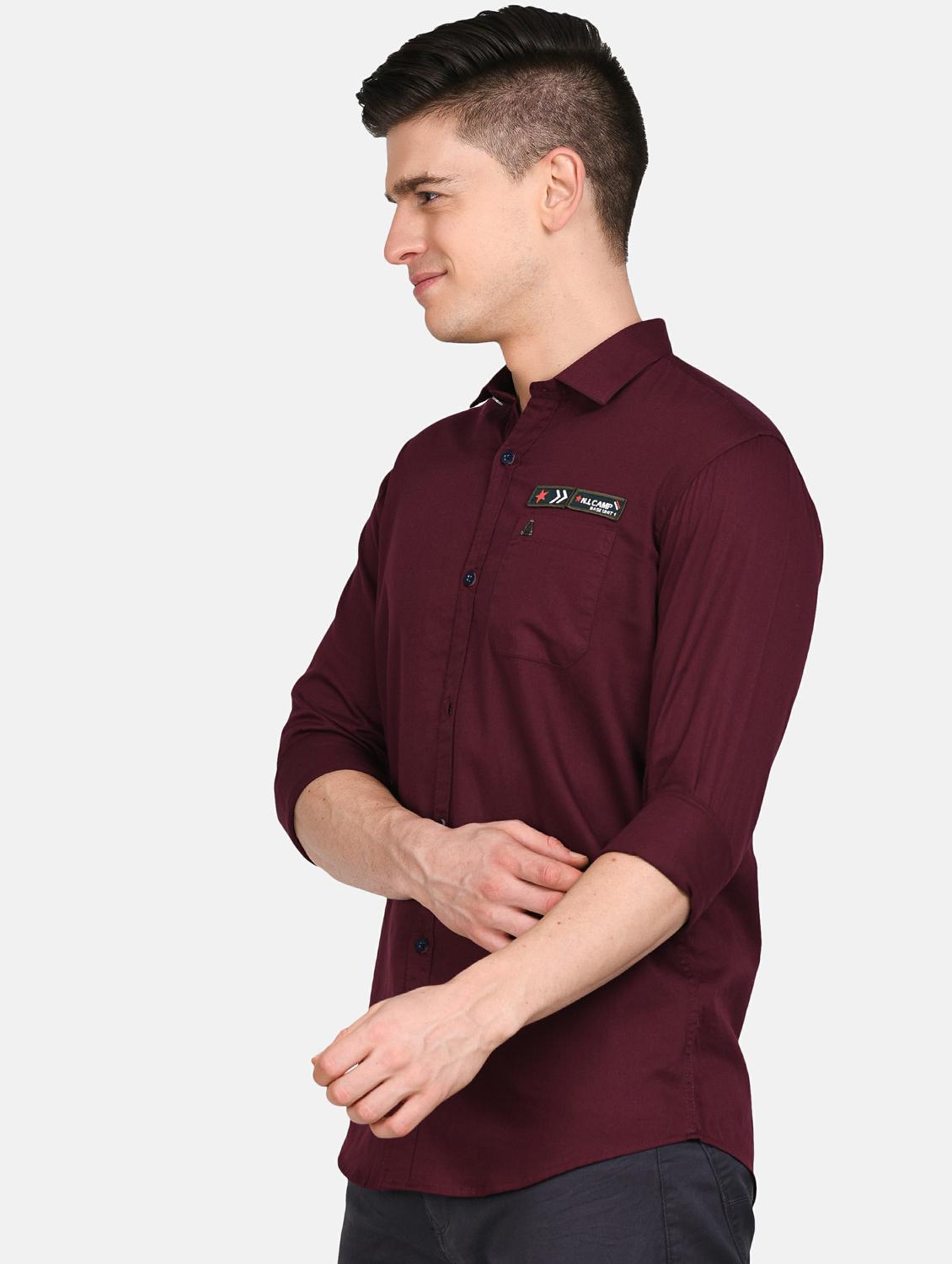 maroon solid casual shirt - 17861860 - Zoom Image - 2