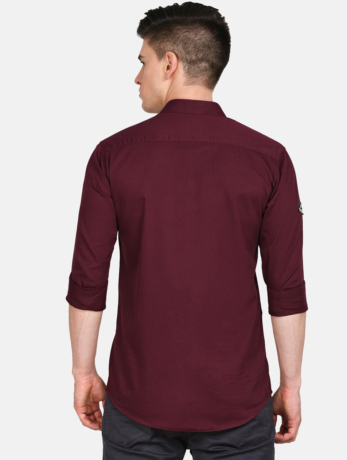 maroon solid casual shirt - 17861860 - Zoom Image - 4