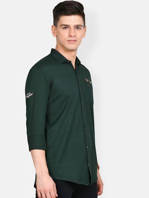 green solid casual shirt - 17861862 - Standard Image - 3