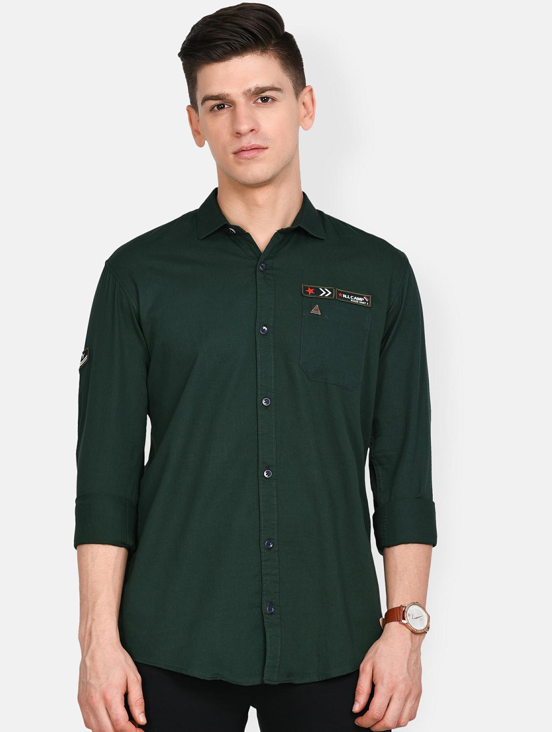 green solid casual shirt - 17861862 - Zoom Image - 1