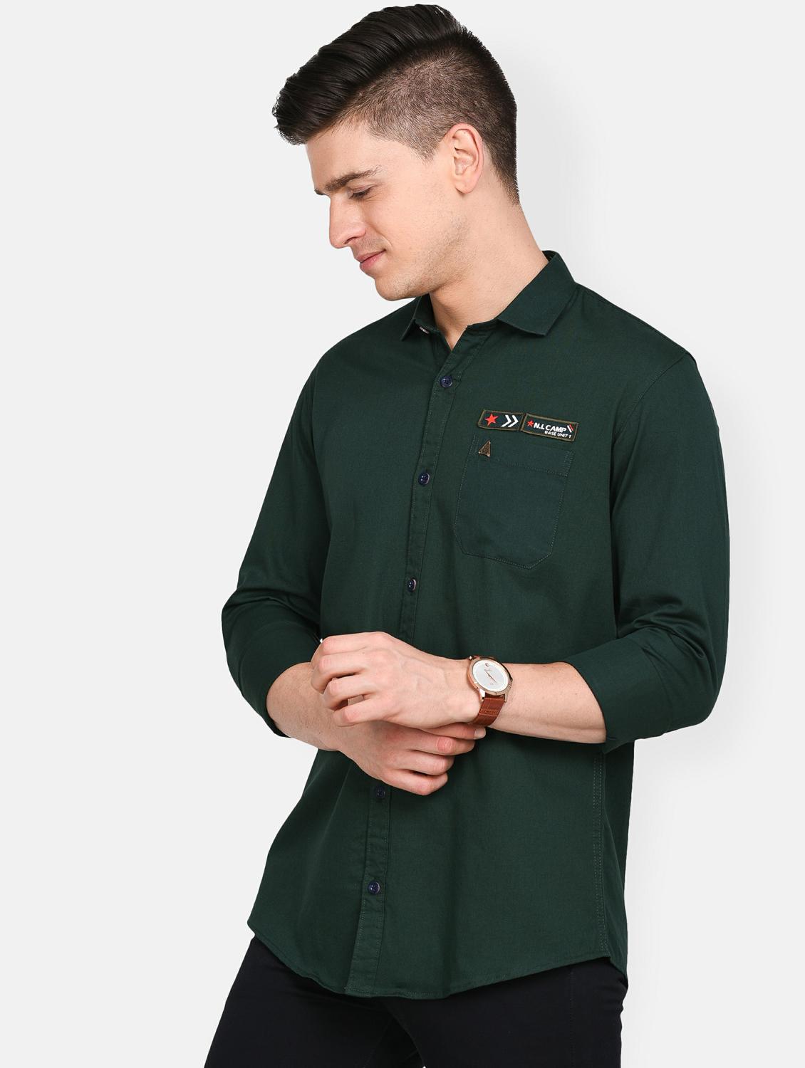 green solid casual shirt - 17861862 - Zoom Image - 2