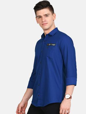 blue solid casual shirt - 17861863 - Standard Image - 2