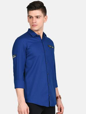 blue solid casual shirt - 17861863 - Standard Image - 3