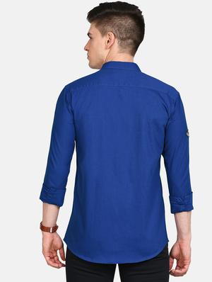 blue solid casual shirt - 17861863 - Standard Image - 4