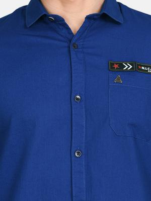 blue solid casual shirt - 17861863 - Standard Image - 7